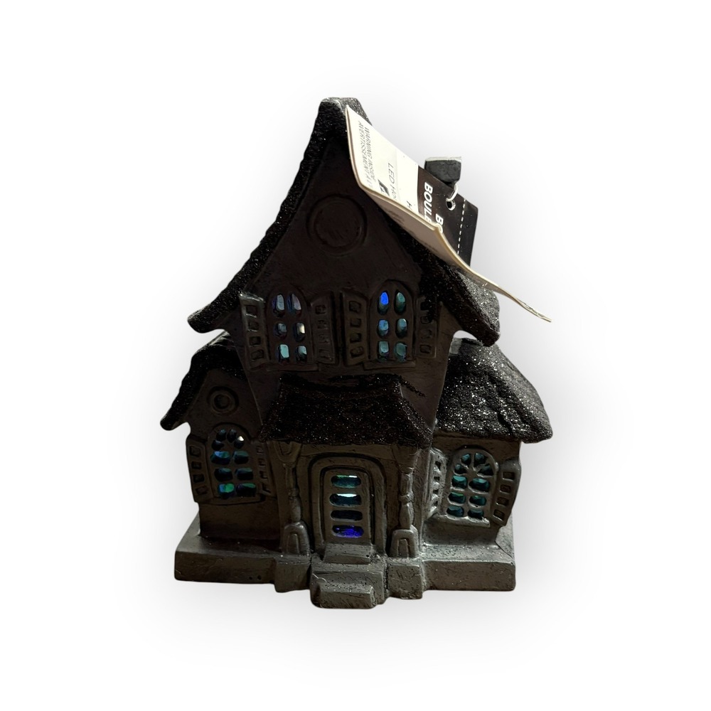 Ashland Boo Boulevard Halloween LED Haunted House Black Glitter Light Up Decor
